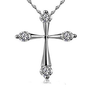 Cross necklace with diamond stone